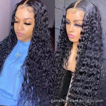 Wholesale Transparent HD Lace Front Wig Human Hair 16-30 Inch Water Wave 100% Virgin Brazilian Human Hair With Baby Hair